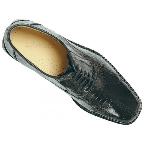Belvedere "Marco" Black All-Over Genuine Ostrich Shoes 714.