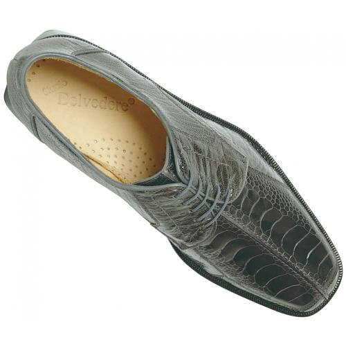 Belvedere "Marco" Grey All-Over Genuine Ostrich Shoes 714.