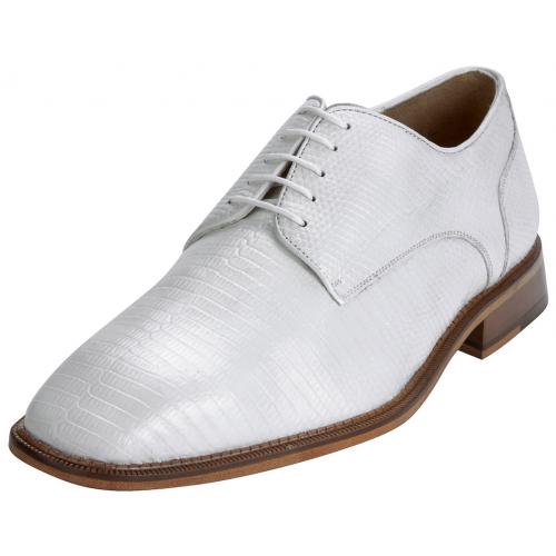 Belvedere "Olivo" White All-Over Genuine Lizard Shoes H14.