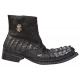 Pecos Bill Cortez Black Genuine Hornback Crocodile Tail / Marbleized Pony Hair Boots