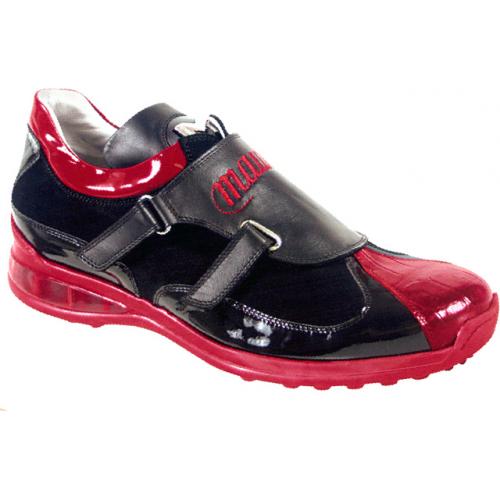 Mauri "Air" 8771 Black / Red Crocodile / Patent Leather / Suede / Nappa Leather Sneakers