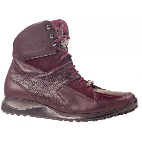 Mauri "Contest" 8722 Embossed Ruby Red Genuine Nappa Leather / Baby Crocodile / Suede Boots