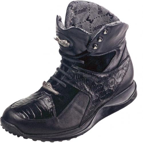 Mauri "Contest" 8722 Black Genuine Nappa Leather / Baby Crocodile / Suede Boots
