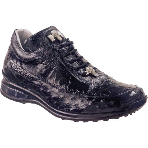 Mauri "Killer" 8842 Black Genuine Ostrich / Flank Crocodile / Ostrich Leg Sneakers