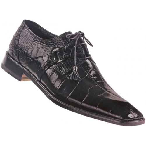 Mauri "Limo" 2223 Black Genuine Ostrich Leg / Genuine Alligator Shoes