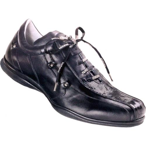 Mauri "Impression" 8766 Black Baby Crocodile / Nappa Leather Sneakers