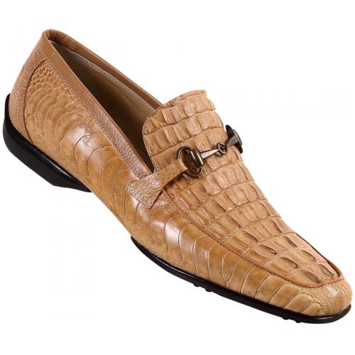 Mauri  "Launch" 9234 Dark Dune Genuine Hornback Crocodile / Ostrich Leg Shoes