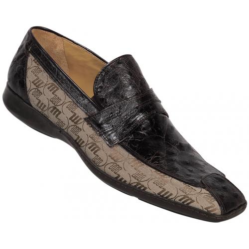Mauri  "9185" Dark Brown / Mauri Double Fabric Genuine Ostrich Shoes