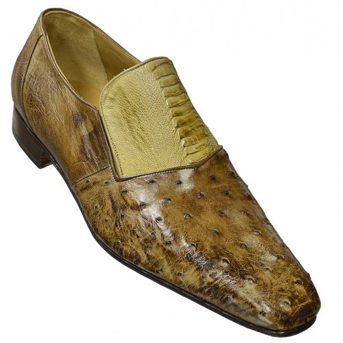 Mauri  "2131/1" Tabac / Bone Genuine All Over Ostrich Shoes