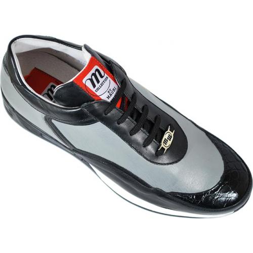 Mauri "M705" Grey / Black Genuine Alligator Sneakers