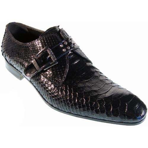 Mauri  "2103" Black All-Over Genuine Python Shoes