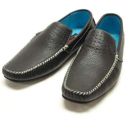 Fiesso Black Genuine Leather Loafer Shoes FI4001