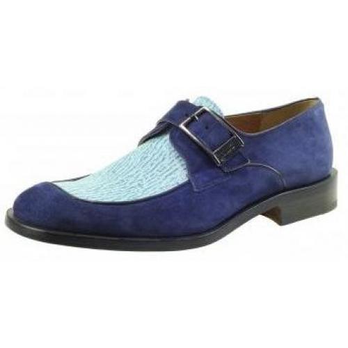 Mauri  "Azzurro" 013 Sky Blue / Brilliant Blue Suede Genuine Shark Shoes