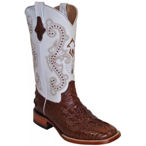 Ferrini Ladies 90493-09 Chocolate / White Caiman Hornback Crocodile Print Boots