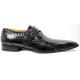 Mauri 53132 Black Genuine All-Over Alligator Belly Skin Shoes With Monk Strap / Alligator Covered Buckle