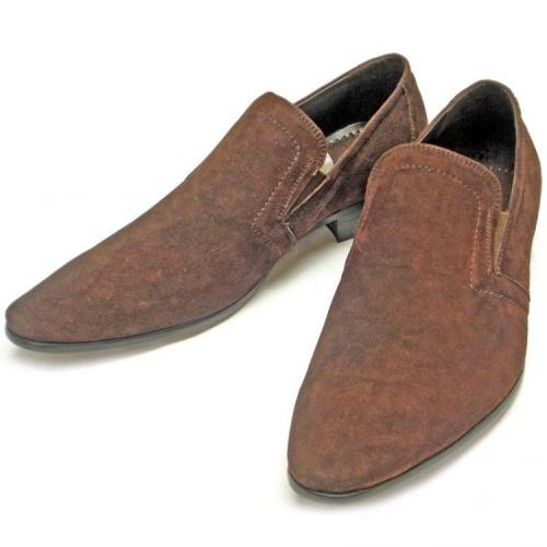 Encore By Fiesso Brown Genuine Suede Loafer Shoes FI3024
