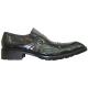 Fiesso Black Fringe Leather Shoes With Metal Anchor Buckle And Metal Studs On The Strap FI8119