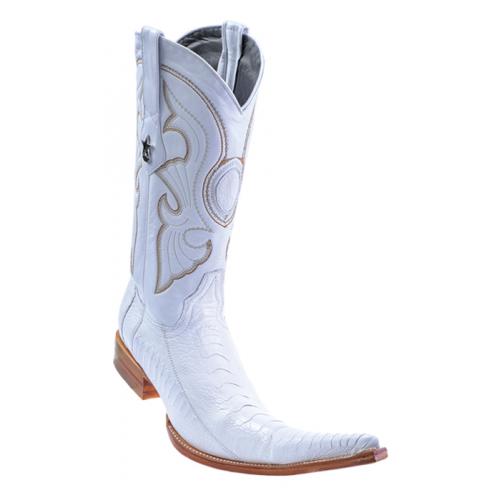 Los Altos White Genuine Ostrich Leg 9X Pointed Toe Cowboy Boots 970528