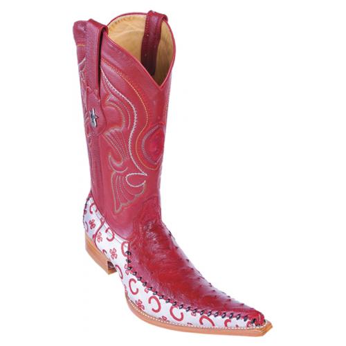 Los Altos Red Genuine Ostrich W/Fashion 6X Pointed Toe Cowboy Boots 96T0312