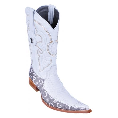 Los Altos White Genuine Python 6X Pointed Toe Cowboy Boots 96T5728