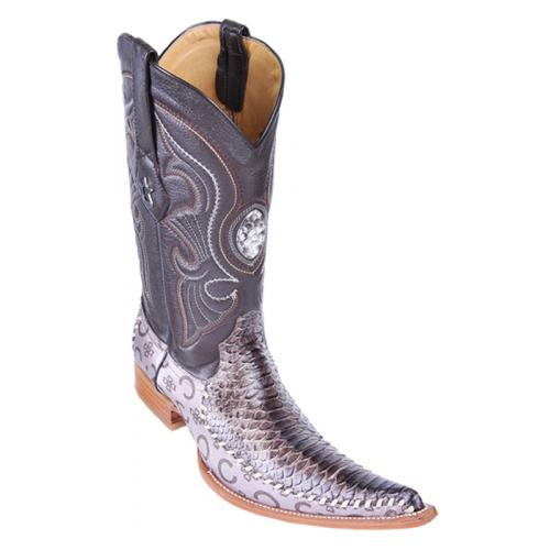 Los Altos Rustic Brown Genuine Python 6X Pointed Toe Cowboy Boots 96T5785