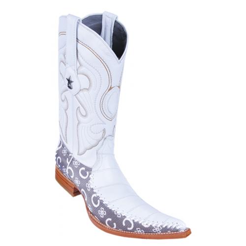 Los Altos White Genuine Eel 6X Pointed Toe Cowboy Boots 96T0828