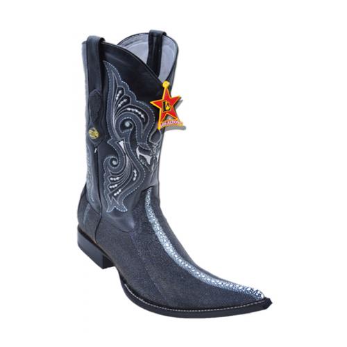 Los Altos Black Genuine Stingray Rowstone 6X Pointed Toe Cowboy Boots 96N1105