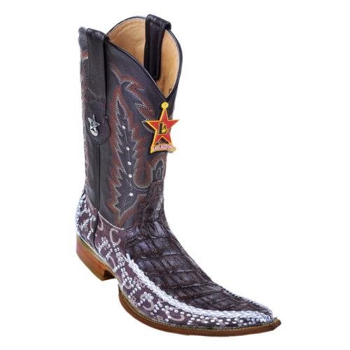 Los Altos Brown Genuine Crocodile Belly With Rhine Stones 6X Pointed Toe Cowboy Boots 96P8207