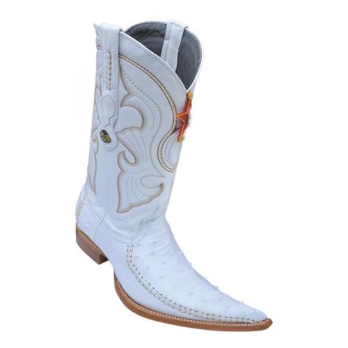Los Altos White Genuine Ostrich With Deer 6X Pointed Toe Cowboy Boots 962128
