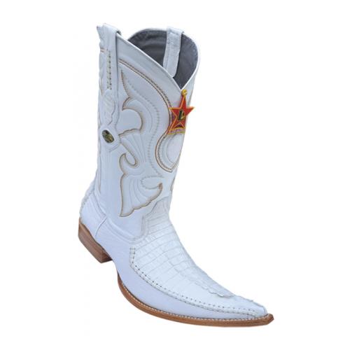 Los Altos White Genuine Crocodile Tail With Deer 6X Pointed Toe Cowboy Boots 962828