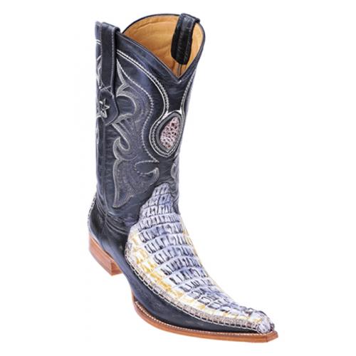 Los Altos Natural Genuine Crocodile Tail With Deer 6X Pointed Toe Cowboy Boots 962849