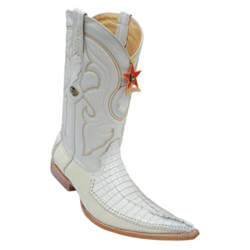Los Altos Winterwhite Genuine Crocodile Tail With Deer 6X Pointed Toe Cowboy Boots 962804