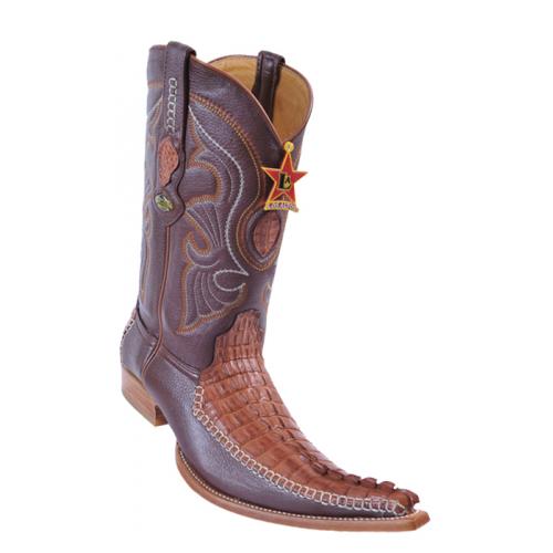 Los Altos Cognac Genuine Crocodile Tail With Deer 6X Pointed Toe Cowboy Boots 962803