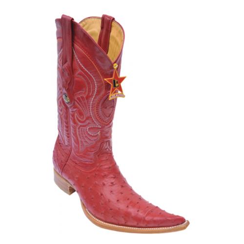 Los Altos Red Genuine Ostrich 6X Pointed Toe Cowboy Boots 960312