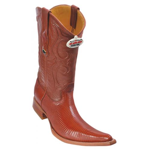 Los Altos Cognac Genuine Lizard Teju 6X Pointed Toe Cowboy Boots 960703