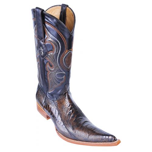 Los Altos Copper Genuine Ostrich Leg 6X Pointed Toe Cowboy Boots 960534