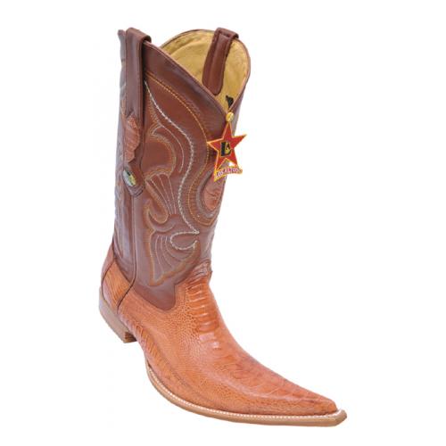 Los Altos Cognac Genuine Ostrich Leg 6X Pointed Toe Cowboy Boots 960503