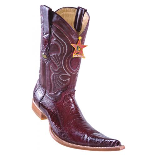 Los Altos Burgundy Genuine Ostrich Leg 6X Pointed Toe Cowboy Boots 960506