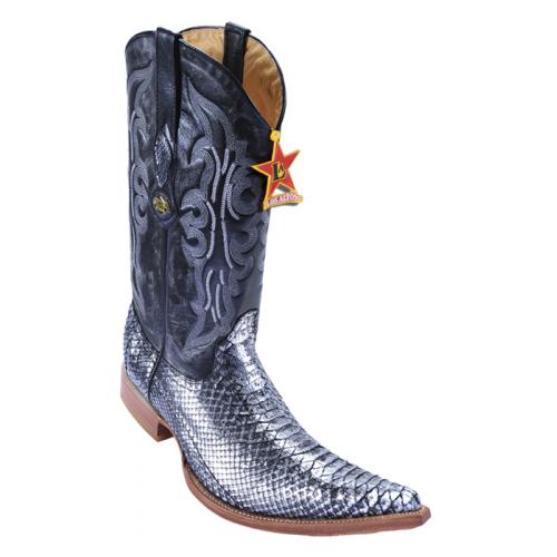 Los Altos Silver Genuine All-Over Python 6X Pointed Toe Cowboy Boots 965736