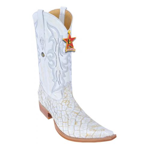 Los Altos White Gold Genuine Menudo 6X Pointed Toe Cowboy Boots 964528