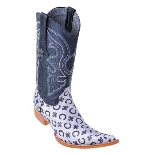 Los Altos Black Silver Fashion Design 6X Toe Cowboy Boots 965391