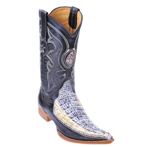 Los Altos Natural Genuine Crocodile Tail W / Deer 3X Toe Cowboy Boots 952849