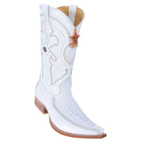 Los Altos White Genuine Crocodile Tail With Deer 3X Toe Cowboy Boots 952828