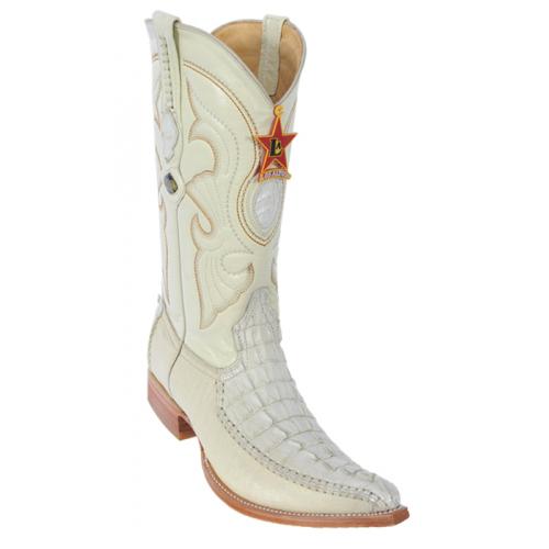 Los Altos Winterwhite Genuine Crocodile Tail With Deer 3X Toe Cowboy Boots 952804