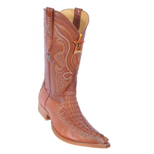 Los Altos Cognac Genuine Crocodile Tail With Deer 3X Toe Cowboy Boots 952803