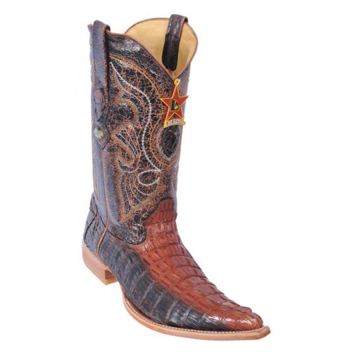 Los Altos Black Cognac All-Over Genuine Crocodile Tail 3X Toe Cowboy Boots 950158