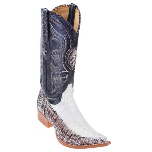 Los Altos Winterwhite Brown All-Over Genuine Crocodile Tail 3X Toe Cowboy Boots 950177