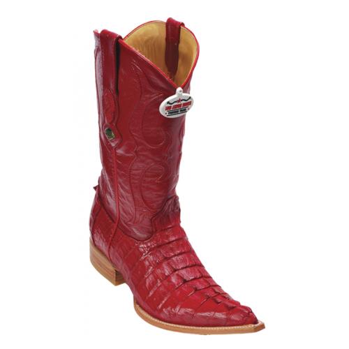 Los Altos Red All-Over Genuine Crocodile Tail 3X Toe Cowboy Boots 950112