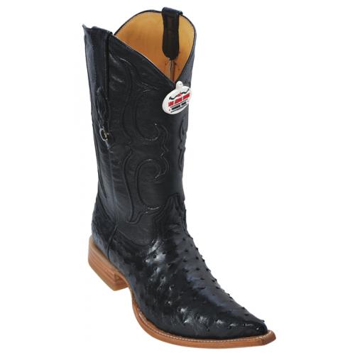 Los Altos Black Genuine All-Over Ostrich 3X Toe Cowboy Boots 950305