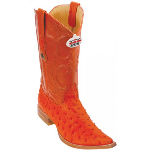 Los Altos Tangerine Genuine All-Over Ostrich 3X Toe Cowboy Boots 950304